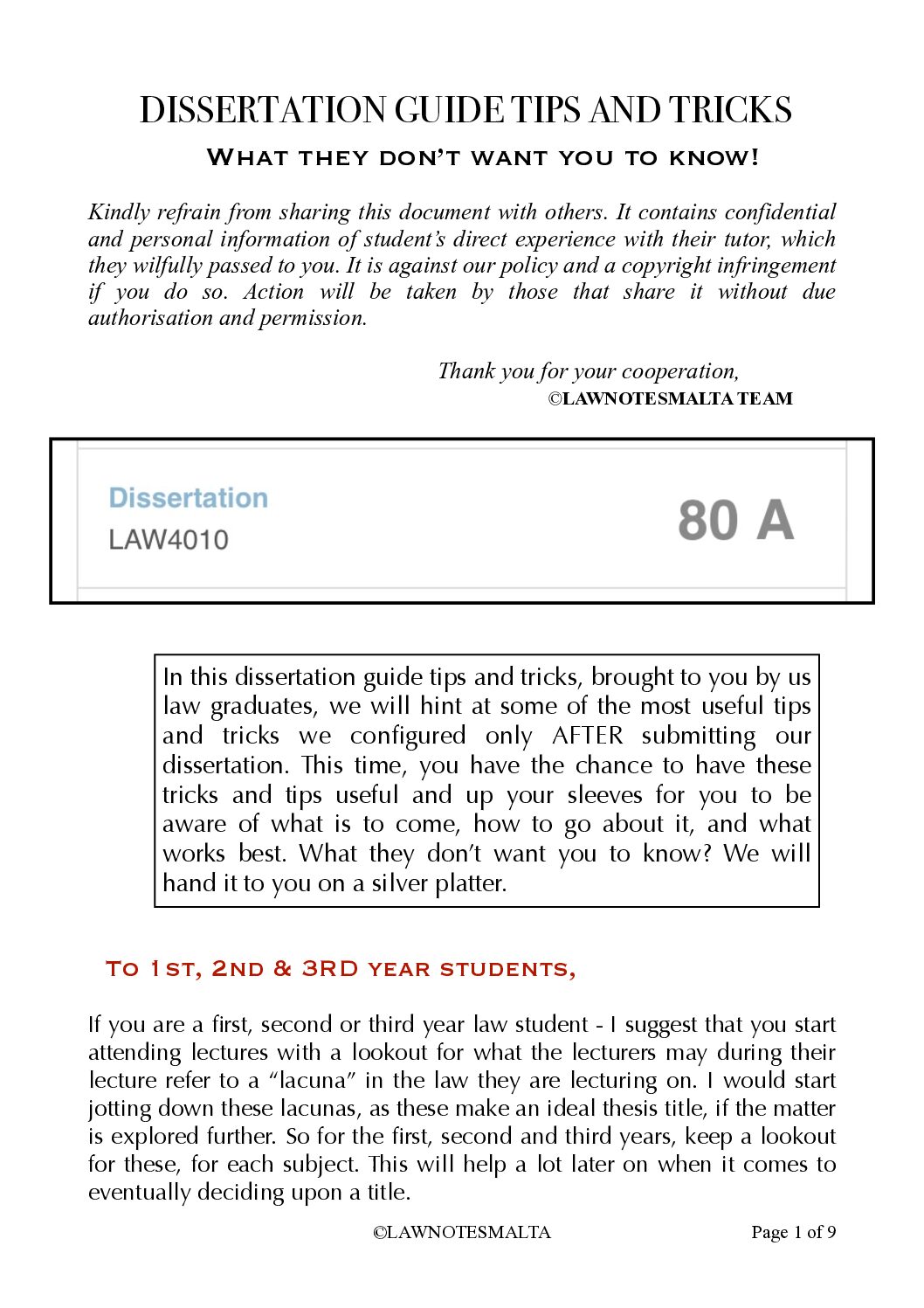 Dissertation Tips and Tricks Law 4010