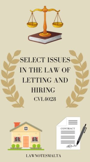Selected Issues in the law of Letting and Hiring CVL4028